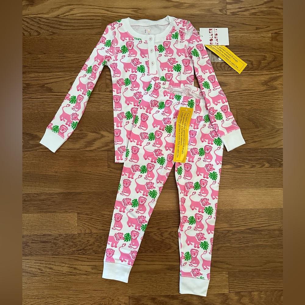 NWT Roller Rabbit Girls Pink Lion Pajamas